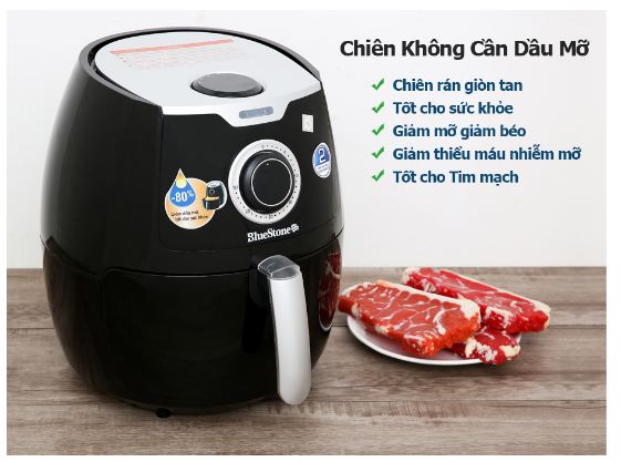 review nồi chiên không dầu bluestone