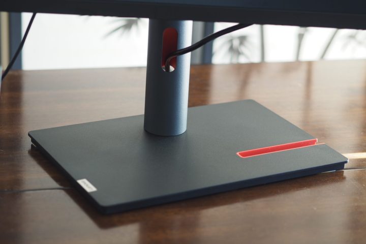Lenovo ThinkVision P49w-30 monitor showing stand and base.