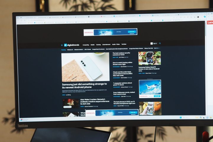 Lenovo ThinkVision P49w-30 monitor front view showing display.
