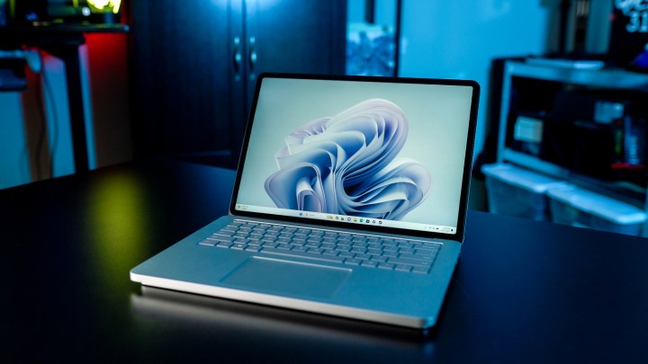 Surface Laptop Studio 2 sitting on a table.